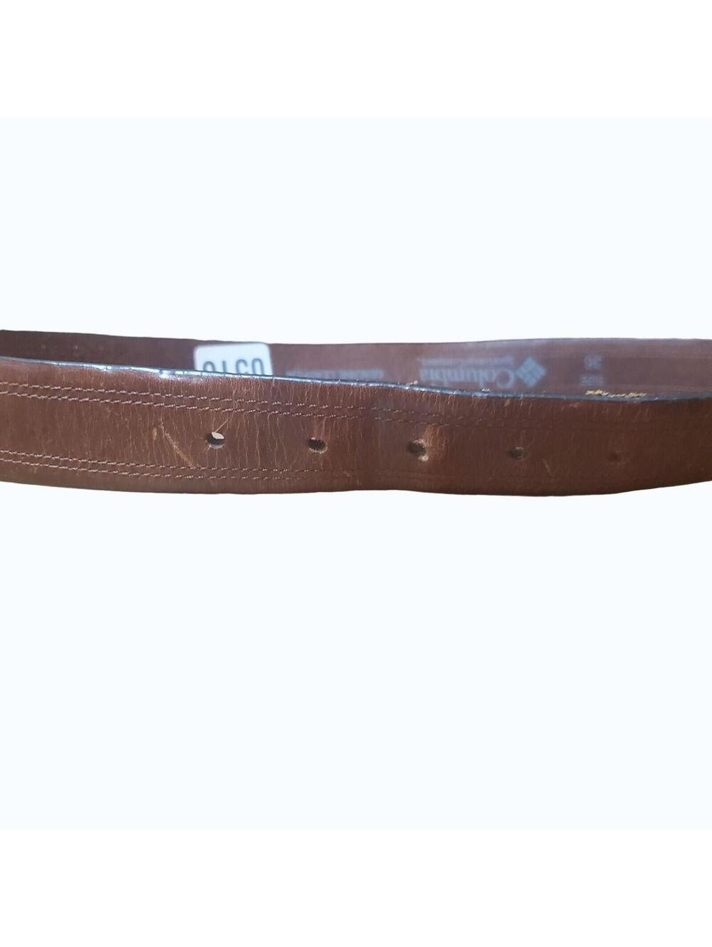 Columbia Mens 36 Waist Brown 1 1/2" Wide Leather Logo Belt with Buckle